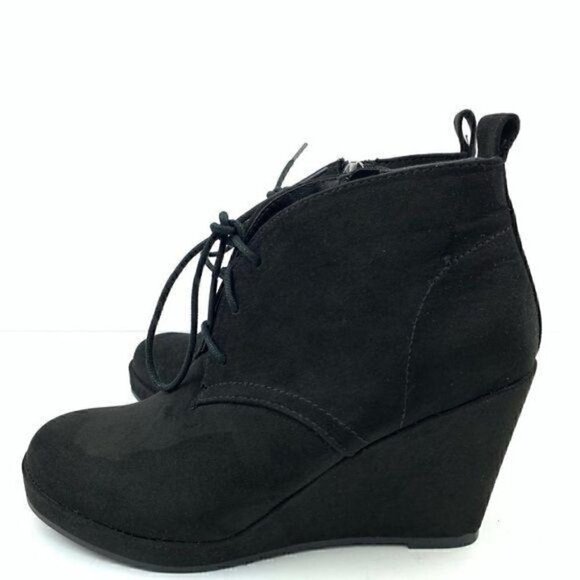 DV booties 5.5 Terri black faux suede zip wedges - Picture 3 of 8